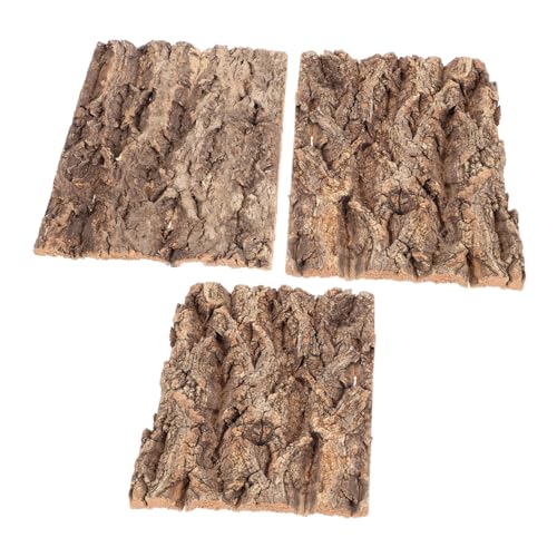 GREENADSCAPE 3 Stück Teiliges Künstliches Baumrinden für Terrarien Korkrinde mit Natürlicher Textur Leicht zu Befestigen Reinigen Dekorativ für Eidechsen Schlangen Geckos und Bartagamen von GREENADSCAPE