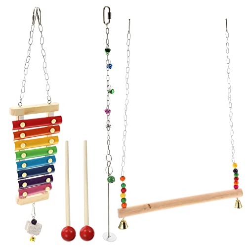 GREENADSCAPE Papageien-schaukelspielzeug-Set Xylophon-schaukel Vogelfutterspieß Papageienspielzeug Für Nymphensittiche Sittiche Papageien Vögel Käfigzubehör GREENADSCAPE Papageien-schaukelspielzeug-Set Xylophon-schaukel Vogelfutterspieß Papageienspielzeug Für Nymphensittiche Sittiche Papageien Vögel Käfigzubehör von GREENADSCAPE