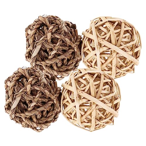 GREENADSCAPE Kauball Aus Stroh Für Kaninchen Kauspielzeug Für Kleintiere Beißspielzeug Für Häschen Leckerli-Ball Für Haustiere von GREENADSCAPE