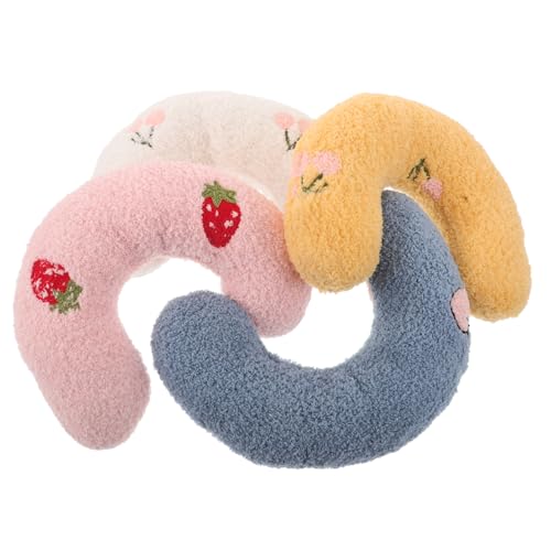 GREENADSCAPE 4 Stück Teiliges U Förmiges Katzenkopfkissen mit Dickem Baumwollfüllung Ergonomische Nackenstütze Strapazierfähiger Kratzfester Bezug Beruhigendes Schlafkissen für Entspannte von GREENADSCAPE