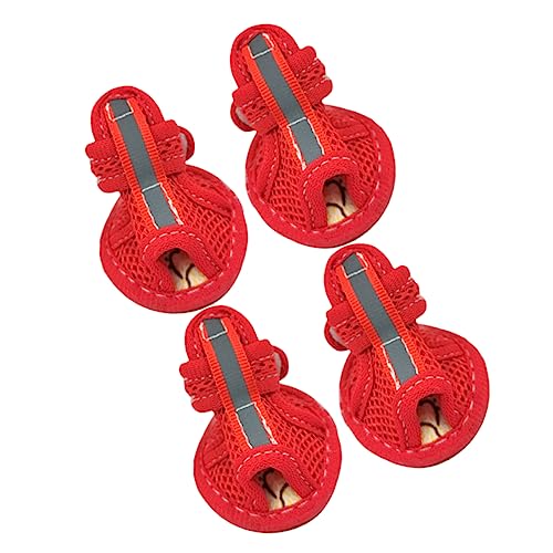 GREENADSCAPE Verstellbares Band 4 Stück Hundeschuhe Haustier-Regenschuhe Atmungsaktives Mesh Für Welpen GREENADSCAPE Verstellbares Band 4 Stück Hundeschuhe Haustier-Regenschuhe Atmungsaktives Mesh Für Welpen von GREENADSCAPE