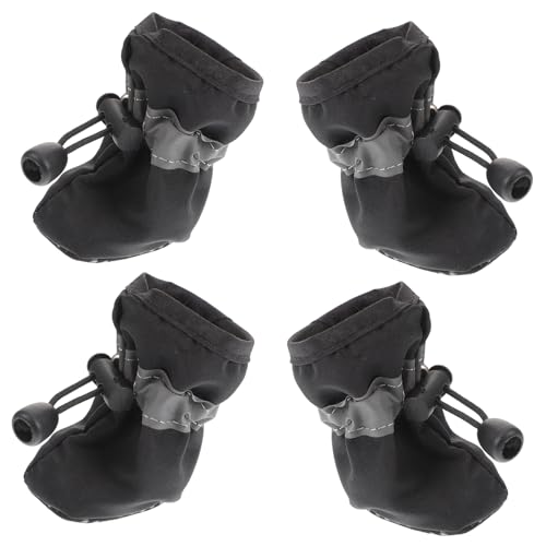 GREENADSCAPE Praktisches Hundeschuh-Set 4-teilig Ohne Stiefelchen Schuhe Mit Weicher Sohle Für Mittelgroße Hunde Haustierschuhe Für Draußen Einfaches An- Und Ausziehen Kordelzug von GREENADSCAPE