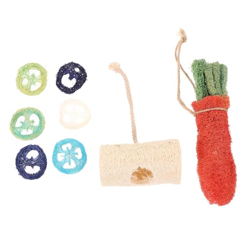 GREENADSCAPE 8stücke Teiliges Kauspielzeug Für Kleintiere Molar Spielzeuge Für Hamster Kaninchen Und Andere Kleine Haustiere Inklusive Grasröhre Gurkenstücken Und Karottenstück Zufällige von GREENADSCAPE