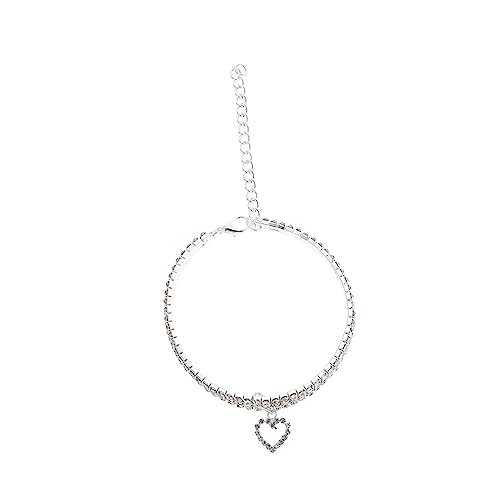 GREENADSCAPE Elastische Hundehalsbandkette Mit Strasssteinen Herzförmiger Anhänger Personalisiertes Welpenhalsband Langlebig Und Sicher Für Haustiere von GREENADSCAPE