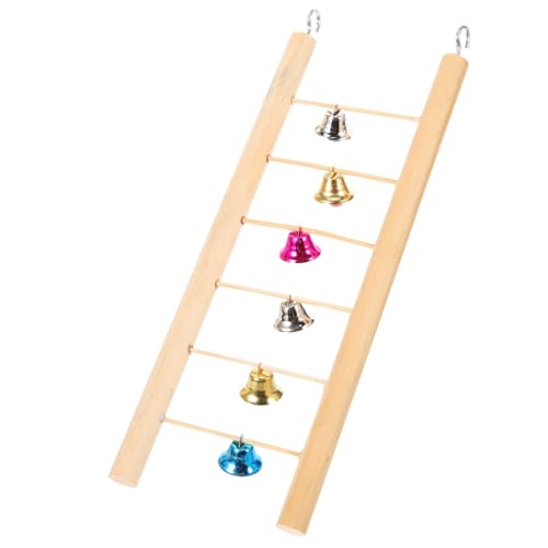 GREENADSCAPE Papageienleiter-Spielzeug Vogelkäfig-Sitzstange aus Holz für Sittiche Vögel Kletterleiterglocken Papageien-Spielplatz GREENADSCAPE Papageienleiter-Spielzeug Vogelkäfig-Sitzstange aus Holz für Sittiche Vögel Kletterleiterglocken Papageien-Spielplatz von GREENADSCAPE