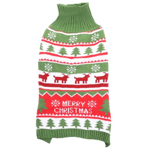 GREENADSCAPE Elch-Muster Hundepullover Für Weihnachten Warmer Strickmantel Für Haustiere Festliches Outfit Für Hunde Für Partys Und Alltag von GREENADSCAPE