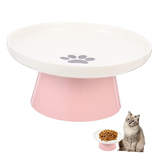 GREENADSCAPE Erhöhter Keramik Katzennapf Mit Nackenschutz rutschfest Dekorativ Mit Pfoten Und Fischknochenmuster Für Katzenfutter Und Wasserversorgung Und Einfach Zu Reinigen von GREENADSCAPE