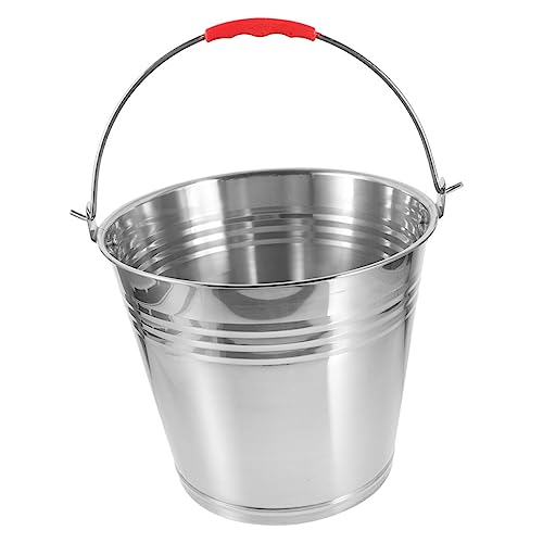 GREENADSCAPE Wassereimer Für Pferde Futtereimer Für Pferde Milcheimer Eimer Öleimer Geflochtener Blumentopf Speisewasserbehälter Pferd Füttert Wassereimer Mehrzweckpferd Silver Rostfreier Stahl von GREENADSCAPE