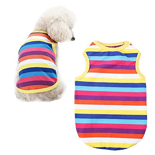 GREENADSCAPE Niedliche Hundeweste Kleidung Für Hunde Weste Mit Regenbogenstreifen Einfach An- Und Auszuziehen Sicheres Baumwollmaterial von GREENADSCAPE