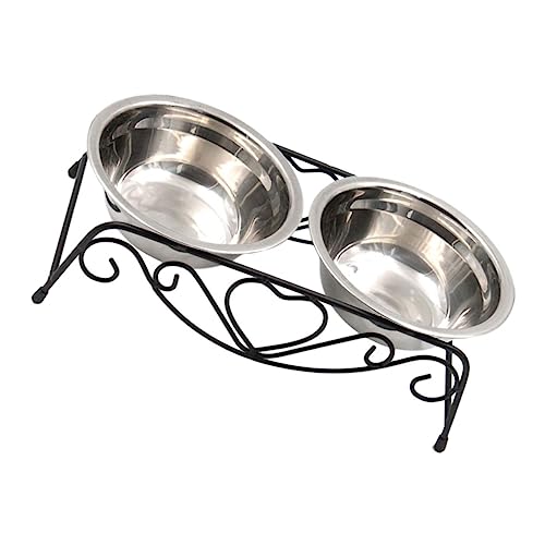 GREENADSCAPE Erhöhter Katzenfutternapf Hundewassernapf Doppel Schüssel mit Stabilem Eisenrahmen Rutschfestem Design Tierfutterbecken für Katzen Hunde für Snacks Wasser von GREENADSCAPE