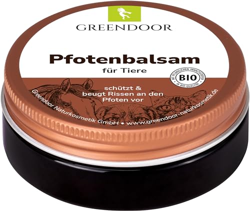 GREENDOOR natürlicher Bio Pfotenbalsam für weiche Pfoten 50ml, vegane Pfotenpflege beugt Rissen vor, schützt vor Umwelteinflüssen, bei Hitze, Kälte, Nässe, Schnee, Natur Tierpflege für Hunde Katzen von GREENDOOR