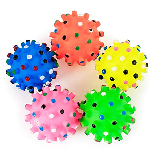 GREENLANS-1 Hundespielzeug, dorniger runder Ball, Kauspielzeug mit Quietschgeräusch, sicheres und langlebiges Zahnreinigungswerkzeug, Haustierzubehör – zufällige Farbe von GREENLANS-1