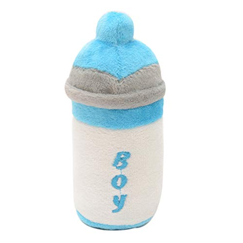 GREENLANS-1 Süßes Kauspielzeug für Hunde und Katzen, in Form einer Babyflasche, mit Quietschgeräusch, lustiges und sicheres Plüsch, Blau von GREENLANS-1