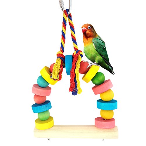 Greenlans-1 Holz Kletterleiter Spielzeug Vogel Papagei helle Farbe Schaukel Haustier Spielzeug Klettern Käfig Hängende Dekoration von GREENLANS-1