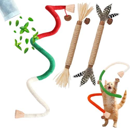 GREMBEB Katzenspielzeug, 3 Stück, Katzengras, Katzenminze, Spielzeug für den Innenbereich, Kätzchenspielzeug, Katzenkaustab von GREMBEB