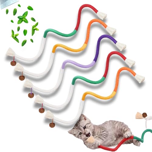 GREMBEB Katzenspielzeug, verlängertes Katzenminze-Spielzeug für den Innenbereich, Kätzchen, Katze, Silvervine Kauen Backenzähne Kratzer, interaktives Katzen-Baumwollseil für die Reinigung der Zähne, von GREMBEB