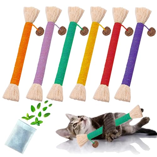 GREMBEB Silvervine Katzenspielzeug, 6 Stück, Katzenspielzeug für den Innenbereich, Kätzchen, Katze, Kauspielzeug, interaktives Baumwollseil zum Reinigen der Zähne, Katze, Zahnstift, Katze GREMBEB Silvervine Katzenspielzeug, 6 Stück, Katzenspielzeug für den Innenbereich, Kätzchen, Katze, Kauspielzeug, interaktives Baumwollseil zum Reinigen der Zähne, Katze, Zahnstift, Katze von GREMBEB
