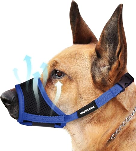 Maulkorb für kleine, mittelgroße und große Hunde – weiches Nylon, atmungsaktiv, Maulkorb mit Luftnetz, verstellbare Schlaufe, Anti-Drop-Design für Beißen, Bellen, Kauen, Labrador, Deutscher Maulkorb für kleine, mittelgroße und große Hunde – weiches Nylon, atmungsaktiv, Maulkorb mit Luftnetz, verstellbare Schlaufe, Anti-Drop-Design für Beißen, Bellen, Kauen, Labrador, Deutscher von GREMCADA