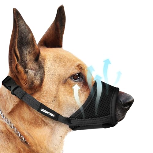 Maulkorb für kleine, mittelgroße und große Hunde – weiches Nylon, atmungsaktiv, Maulkorb mit Luftnetz, verstellbare Schlaufe, Anti-Drop-Design für Beißen, Bellen, Kauen, Labrador, Deutscher Maulkorb für kleine, mittelgroße und große Hunde – weiches Nylon, atmungsaktiv, Maulkorb mit Luftnetz, verstellbare Schlaufe, Anti-Drop-Design für Beißen, Bellen, Kauen, Labrador, Deutscher von GREMCADA