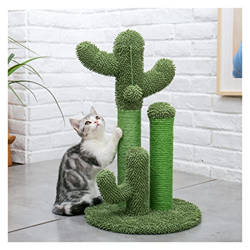 Kratzbrett für Katzen, niedlicher Kaktus, Haustier-Kratzbaum, Spielzeug mit Ball, Kratzbaum für Katze, Kätzchen, Kletterbrett, Katzenkratzbrett (Farbe: Grün, 32 cm, Größe: M) von GRFIT