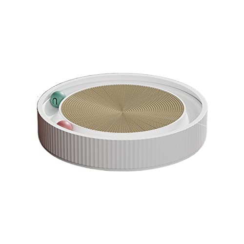 Kratzpappe für Katzen Rundes Katzenkratzbrett mit Kugel, multifunktionales Spielzeug, Katzenkratzer, lustig, kann Nest for Katzen ersetzen Katzenspielzeug (Color : White) von GRFIT