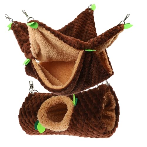 GRIRIW 1 Satz Hamster Hängematte hamsterbett Hamster Hamster cage Hamstertunnel Hamster käfig hängende Doppelschicht-Hängematte Hamsterkäfig-Tunnelspielzeug Plüsch Coffee von GRIRIW