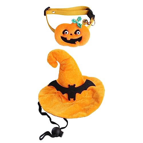 GRIRIW Katzenhalsband Haustierhut Kürbis-Kragen-Set Verstellbare Größe Weich Hautfreundlich Für Haustier-Halloween von GRIRIW