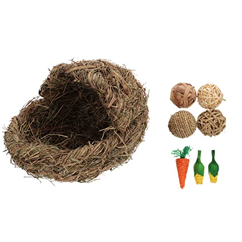 GRIRIW 1 Satz Kaninchen-Gras-Nest Hasenbett Kaninchenhaus Hasengras Grashasenhaus Extra Groß Heu Versteck Hamster Bettwäsche Kaninchenhütte Haustier Verschachtelung Für Stroh von GRIRIW