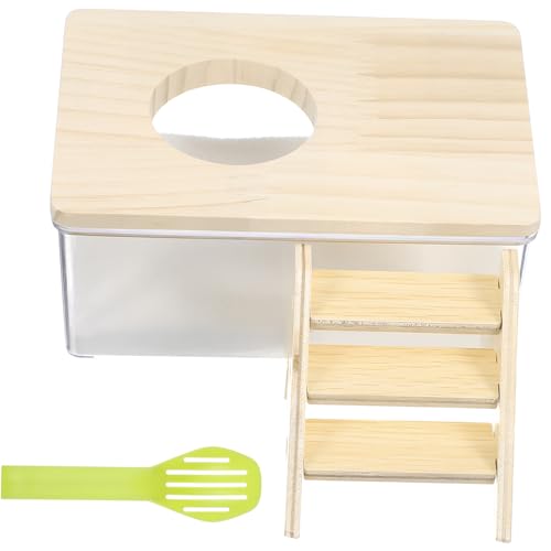 GRIRIW Sandbad-Set Für Hamster Multifunktionaler Sandkasten Für Kleintiere Mit Leiter Sandschaufel Aus Holz Für Sicheres von GRIRIW