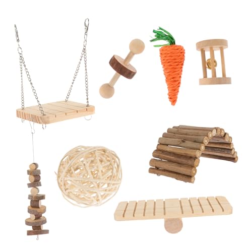 GRIRIW Hamster Spielzeug Set Schaukel Leiter 8PCs Tier Spielzeug Set Sicher für Rennmäuse Meerschweinchen von GRIRIW