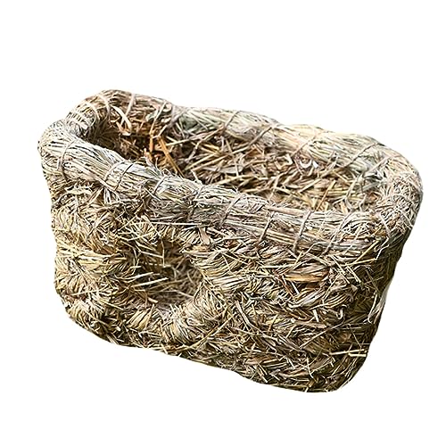 GRIRIW Handgewebtes Haustierbett für Kleine Tiere Doppelloch Design Kompaktes Schlafhaus für Kaninchen Chinchillas und Meerschweinchen Robustes und Gemütliches Nest von GRIRIW