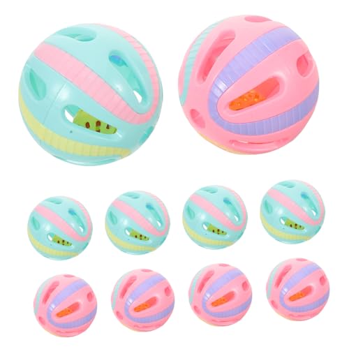 GRIRIW 10 Stück Teiliges Katzenball mit Glocke Interaktives Katzenspielzeug für Kätzchen Bunte Glockenbälle Bewegung und Spaß für Katzen Aller Altersgruppen von GRIRIW