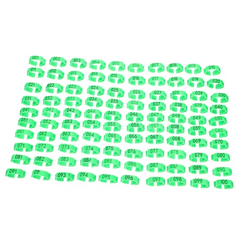GRIRIW 100 Stück Hühnerfußring Fußringbänder Vogel Schürzen Wachtel Fuß Clipringe identifizieren Hahn legehühner Geflügelkennzeichnung Farm-Marker-Tools Vögel Zahlen Ringe Plastik Green von GRIRIW