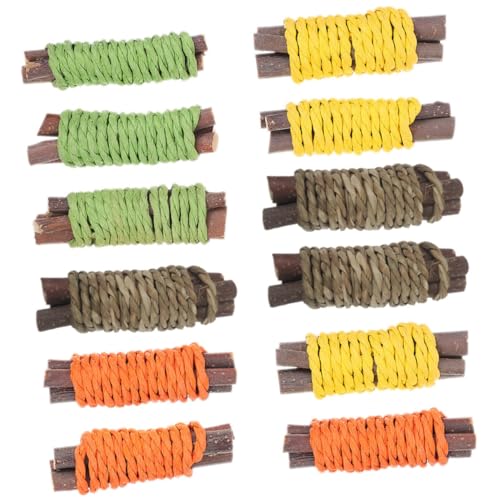 GRIRIW 12 Stück Pet Sweet Bambusstab Holz Hamster hamsterspielzeug Zahnreinigung für Haustiere Heu Molarenstab klein Hamster kauert Hamster -Zahnenspielzeug Apfelzweig von GRIRIW