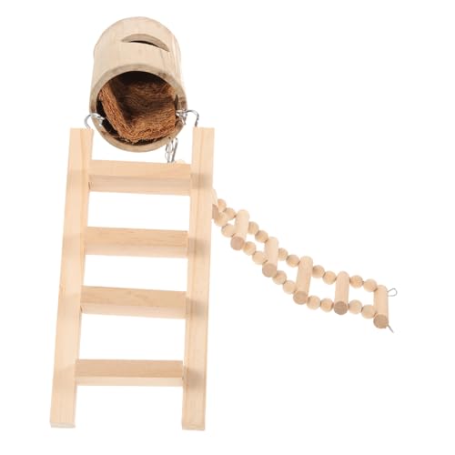 GRIRIW 1Satz Bambushütte Für Hamster Schlafnest Mit Kuscheliges Heim Für Kleintiere Teiliges Nest Matte Leitern Für Hamster Und Meerschweinchen Vogelkäfig von GRIRIW