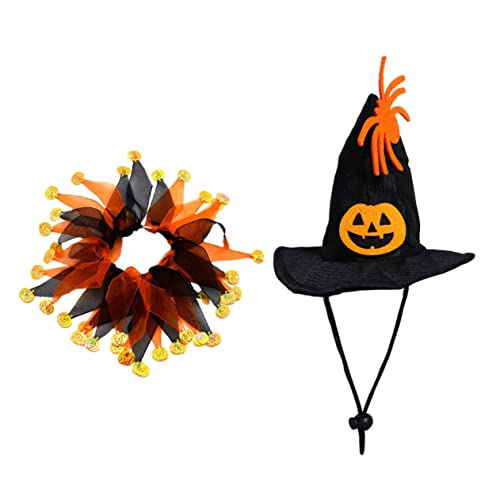 GRIRIW 1Satz Dekoratives Katzenhalsband Mit Halloween Hut Und Haustierschal Einzigartige Party Zubehör Für Katzen Für Halloween Feiern Und Festliche Anlässe von GRIRIW