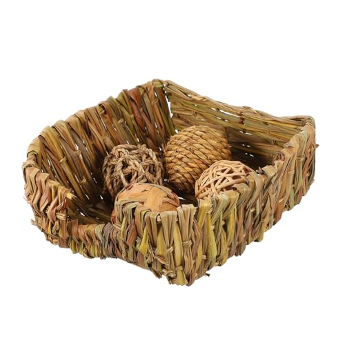 GRIRIW 1satz Faltbares Teiliges - -Nest Für Kaninchen Und Hamster Handgefertigte Natürliche Schlafgelegenheit Mit Spielbällen Für Nager Und Kleintiere von GRIRIW
