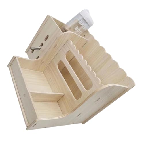 GRIRIW 1Satz Kaninchenfutterautomat Aus Holz Mit Wasserflasche Multifunktionale Heuhalterung Für Meerschweinchen Und Kleintiere Sicheres Und Langlebiges Futterspenderzubehör von GRIRIW