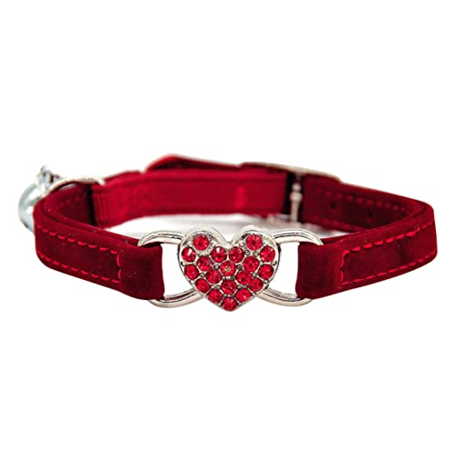 GRIRIW 1Stk Katzenkette Strass Katzen-Bling-Halsband Katzenhalsband Katzenhalsbänder für Mädchen Kätzchenhalsbänder klein Katze Herz Halsband Welpen Bohren Halskette rot von GRIRIW