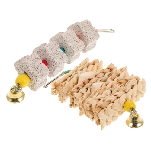 GRIRIW 2pcs Papagei Spielzeug Vogel Hängen Kauen Blöcke Sicher Glocke Für Haustier Vogel Gesundheit von GRIRIW