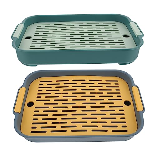 GRIRIW 2 Stück Box Kaninchentoilette Für Kaninchen Haustier Indoor Bunny Kleine Geschlossene Streu Züchter Hasen Kaninchen Flachtoilette Hamstertoilette Kaninchen Töpfchentrainer von GRIRIW