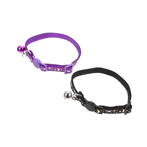 GRIRIW 2 Stück Einstellbares Nachtleuchtendes Katzenhalsband mit Glocke Reflektierendes für Outdoor Aktivitäten Geeignet für Katzenhalsgrößen von GRIRIW