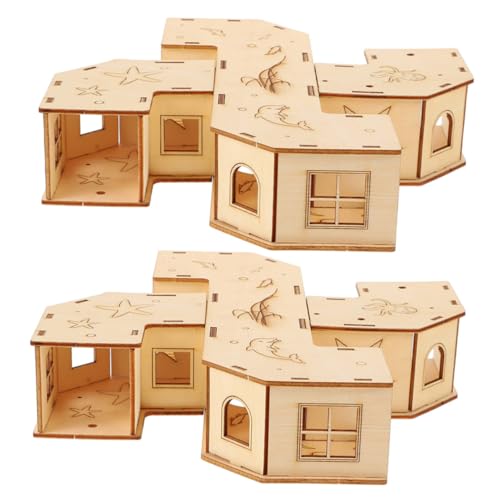 GRIRIW 2 Stück Hamster Tunnel Maze Teiliges Holz Röhrenset für Kleintiere Sicheres Kletterspielzeug und Trainingslabyrinth für Mäuse Hamster Rennmäuse Fördert Bewegung und Aktivität von GRIRIW