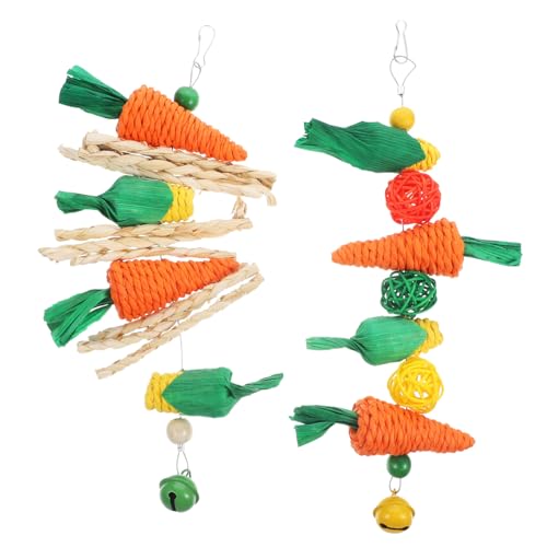 GRIRIW 2stücke Hamster Kauspielzeuge Mit Karottenstrings Teething Spielzeug Für Kaninchen Meerschweinchen Und Kleintiere Zur Natürlicher Kaubedürfnisse Und Verhaltenslenkung von GRIRIW
