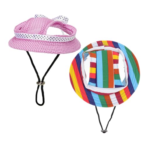 GRIRIW 2 Stück Niedliche Adjustable Haustier Hut für Hunde und Katzen Sommermütze mit Sonnenschutz für und Partys Rosa und Streifen GRIRIW 2 Stück Niedliche Adjustable Haustier Hut für Hunde und Katzen Sommermütze mit Sonnenschutz für und Partys Rosa und Streifen von GRIRIW