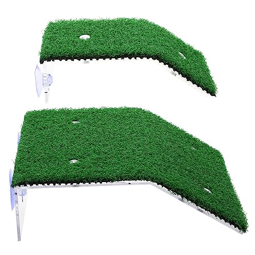 GRIRIW 2 Stück Schildkröten-Terrasse fischteller stechkartuschen Schildkrötenplattform groß UV ruhen schleichtiere Kletterrampe für Schildkröten Kletterplattform für Reptilien Acryl Green von GRIRIW