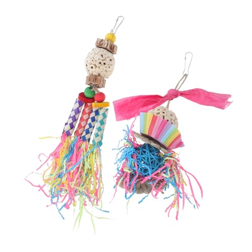 GRIRIW 2stücke Vögel Spielzeug Für Papageien Buntes Kauspielzeug Für Wellensittiche Nymphensittiche Und Liebesvögel Fördert Nahrungsaufnahme Vogelkäfigen von GRIRIW