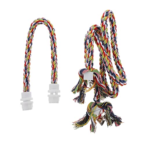 GRIRIW 2 Stück vogelspielzeug für Ziervögel Unterhaltungszubehör für Papageien Stand Barsch Seile Stehen Papageienbissspielzeug Papageienspielzeug Baumwollseil Colorful von GRIRIW