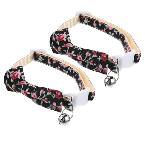 GRIRIW Süßes Katzen- Und Hundehalsband Mit Fliege Und Glöckchen 2 Stück Verstellbare Größe Für Haustierzubehör GRIRIW Süßes Katzen- Und Hundehalsband Mit Fliege Und Glöckchen 2 Stück Verstellbare Größe Für Haustierzubehör von GRIRIW