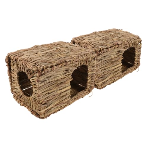 GRIRIW 2Stücke Grass House für Kleine Tiere Faltbares Kaninchen und Meerschweinchenversteck Gemütlicher Rückzugsort für Drinnen und Draußen Langlebiges Grasbett für Haustiere von GRIRIW